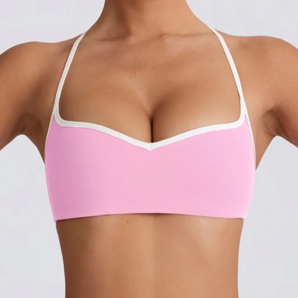 Oh Polly bo+tee sweetheart neckline baby pink sports bra
